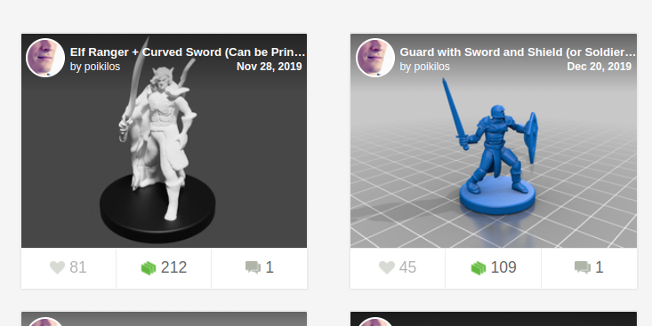 Picture of 3D model gallery with elf and soldier models